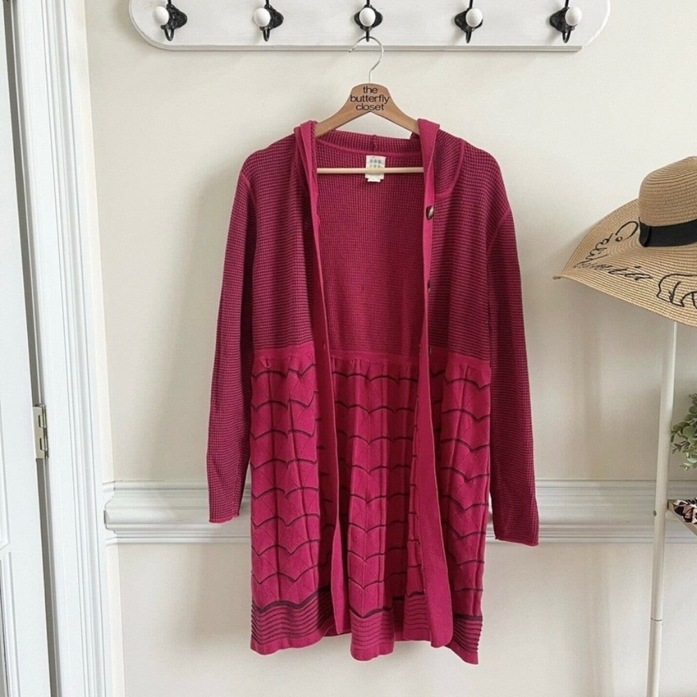title nine chevron striped long sweater cardigan XL
